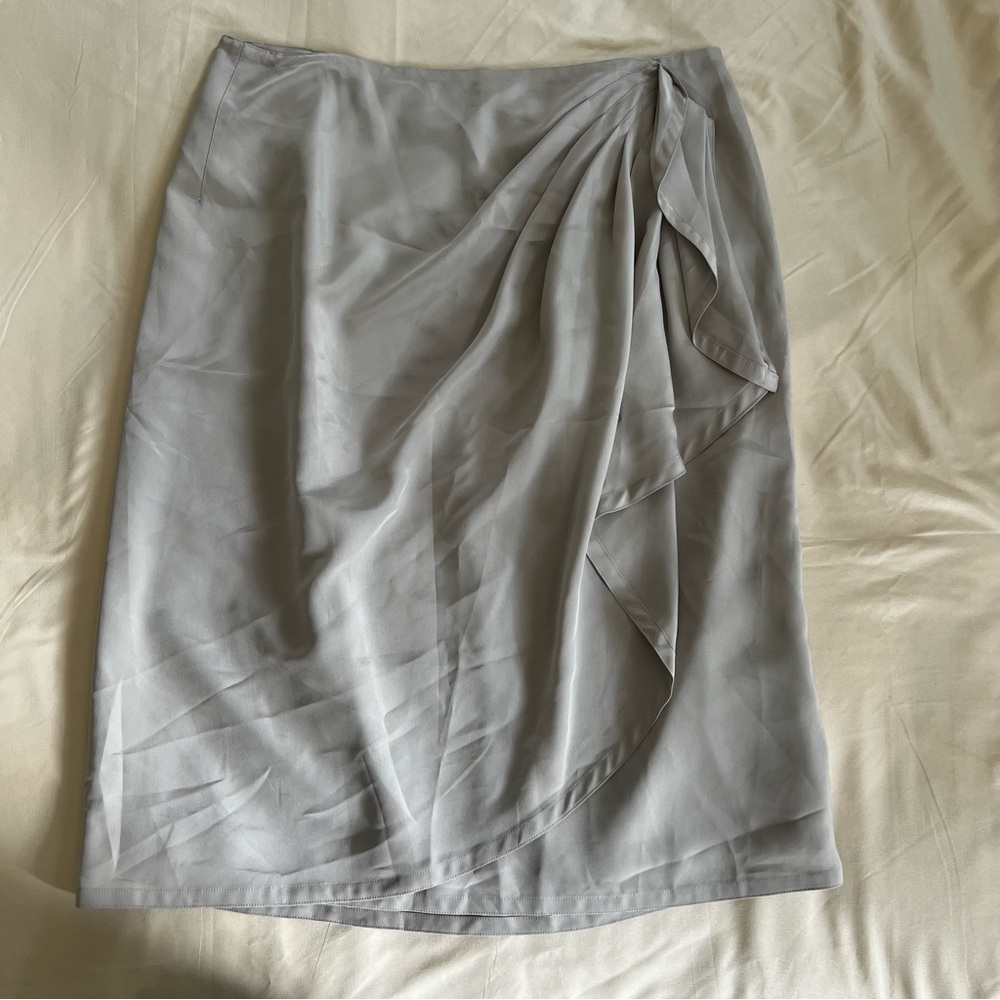 Franck Olivier Gray Knee-Length Wrap Pencil Skirt Size 44